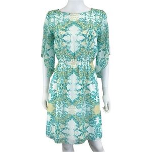 ANTONIO MELANI Teal Paisley Mini Dress Size 2